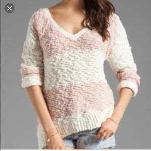 Free People Pink and White Sweater